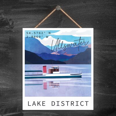 P6538 - Ullswater Lake Illustration The Lake District Artkwork Placa decorativa para colgar en el hogar