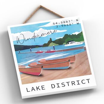 P6539 - Windermere Lake Illustration The Lake District Artkwork Plaque décorative à suspendre pour la maison 2