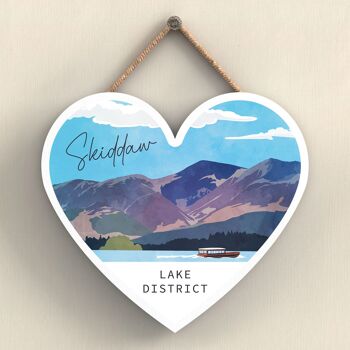 P6541 - Skiddaw Mountain Illustration The Lake District Artkwork Plaque décorative à suspendre en forme de cœur pour la maison 1
