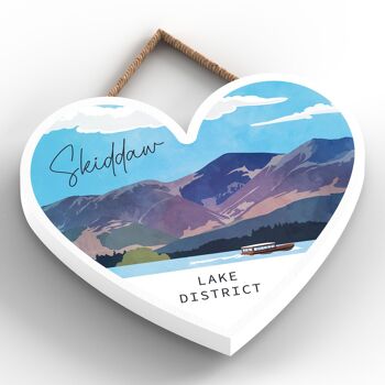 P6541 - Skiddaw Mountain Illustration The Lake District Artkwork Plaque décorative à suspendre en forme de cœur pour la maison 2