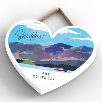 P6541 - Skiddaw Mountain Illustration The Lake District Artkwork Plaque décorative à suspendre en forme de cœur pour la maison 4
