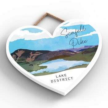P6544 - Scaffel Pike Mountain Illustration The Lake District Artkwork Plaque décorative à suspendre en forme de cœur pour la maison 2
