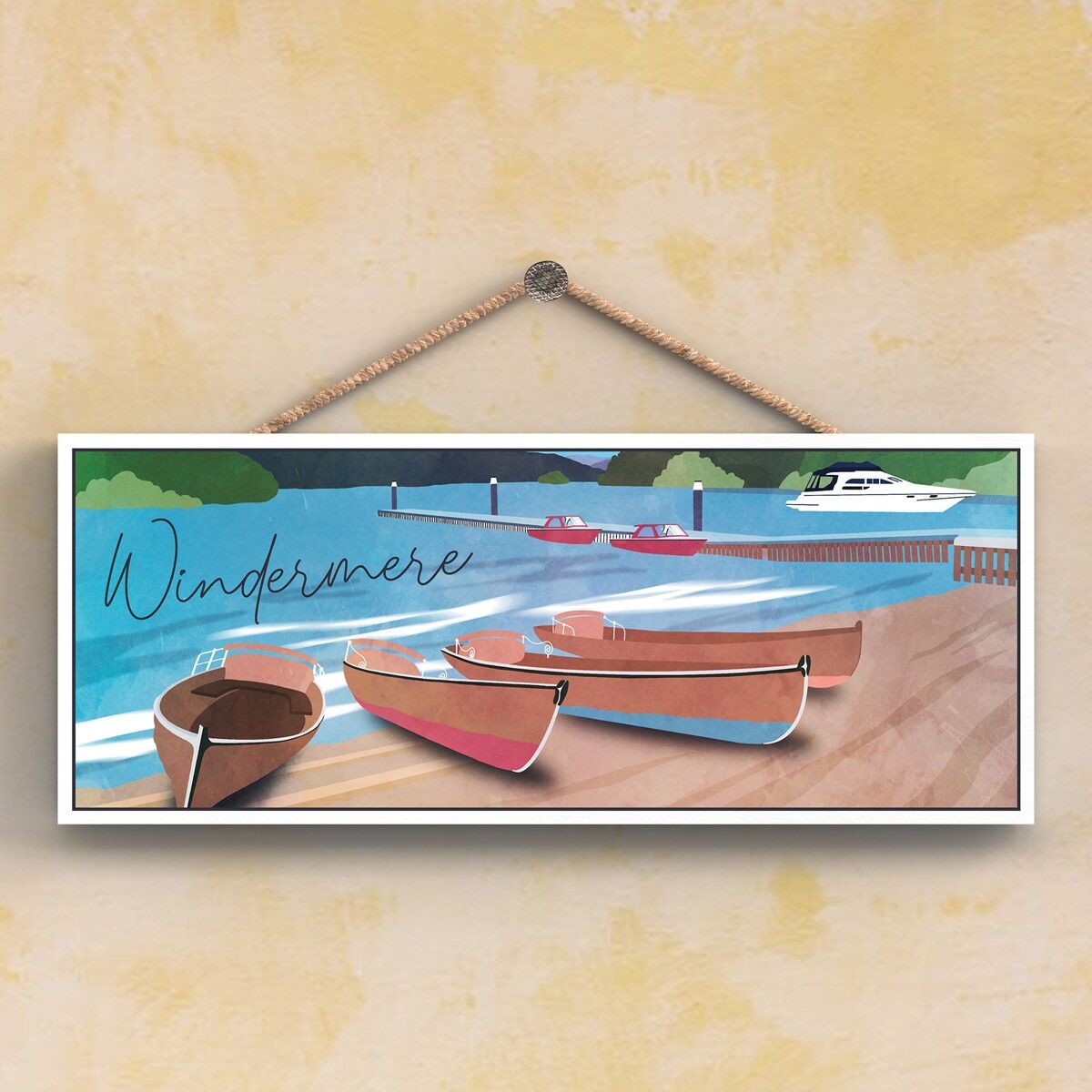 P6551 - Windermere Lake Illustration The Lake District Artkwork Targa decorativa da appendere per la casa