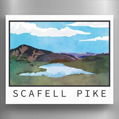P6552 - Scaffel Pike Mountain Illustration The Lake District Artkwork Magnete decorativo per la casa in legno