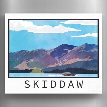 P6553 - Skiddaw Mountain Illustration The Lake District Artkwork Aimant décoratif en bois pour la maison