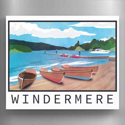 P6555 - Windermere Lake Illustration The Lake District Artkwork Decorative Home Wooden Magnet