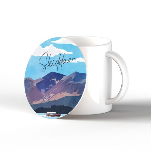 P6557 - Skiddaw Mountain Illustration The Lake District Artkwork Decorative Home Ceramic Coaster