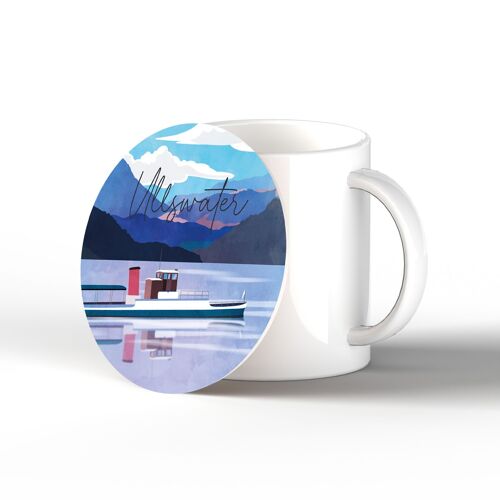 P6558 - Ullswater Lake Illustration The Lake District Artkwork Decorative Home Ceramic Coaster