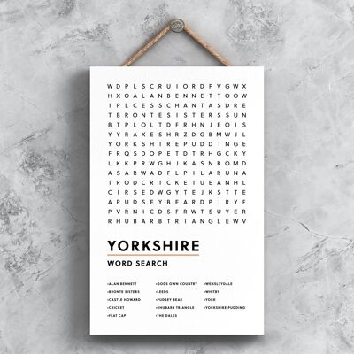 P6563 - Yorkshire Word Search Fun Plaque Find Yorkshires Favourite Things Wall Decor Hanging Plaque