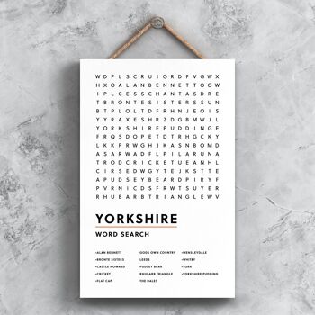 P6563 - Yorkshire Word Search Fun Plaque Find Yorkshires Favorite Things Wall Decor Plaque à suspendre 1