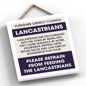 P6570 - Plaque à suspendre en bois avec typographie comique sur le thème du Yorkshire Ne pas nourrir les Lancastriens 2