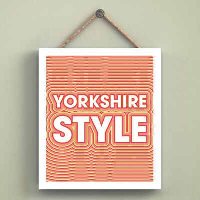 P6578 – Yorkshire-Stil, Retro-Stil, moderne Yorkshire-Themen-Typografie, Holzschild zum Aufhängen