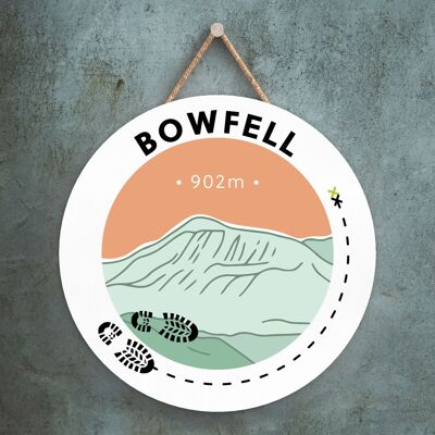 P6592 - Bowfell 902m Mountain Hiking Lake District Illustration Printed On Wooden Hanging Decorative Plaque
