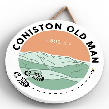 P6594 - Coniston Old Man 803m Montagne Randonnée Lake District Illustration Imprimée Sur Une Plaque Décorative À Suspendre En Bois 4