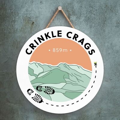 P6595 - Crinkle Crags 859m Montagne Randonnée Lake District Illustration Imprimée Sur Une Plaque Décorative À Suspendre En Bois