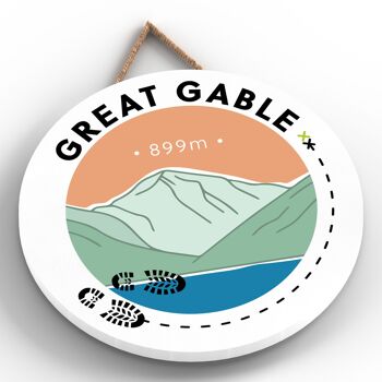 P6596 - Great Gable 899m Montagne Randonnée Lake District Illustration Imprimée Sur Plaque Décorative Suspendue En Bois 2