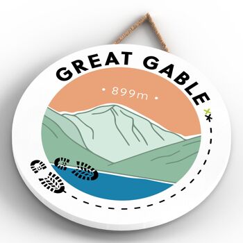 P6596 - Great Gable 899m Montagne Randonnée Lake District Illustration Imprimée Sur Plaque Décorative Suspendue En Bois 4