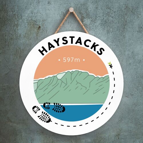 P6598 - Haystacks 597m Mountain Hiking Lake District Illustration Printed On Wooden Hanging Decorative Plaque