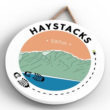 P6598 - Haystacks 597m Montagne Randonnée Lake District Illustration Imprimée Sur Une Plaque Décorative À Suspendre En Bois 4