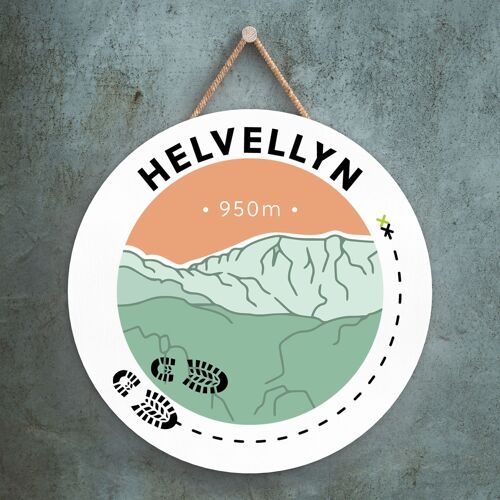P6599 - Helvellyn 950m Mountain Hiking Lake District Illustration Printed On Wooden Hanging Decorative Plaque
