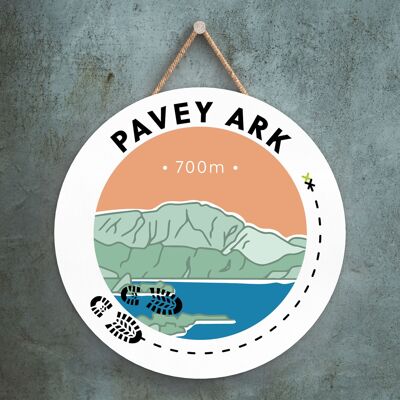 P6600 - Pavey Park 700m Mountain Hiking Lake District Ilustración impresa en placa decorativa colgante de madera