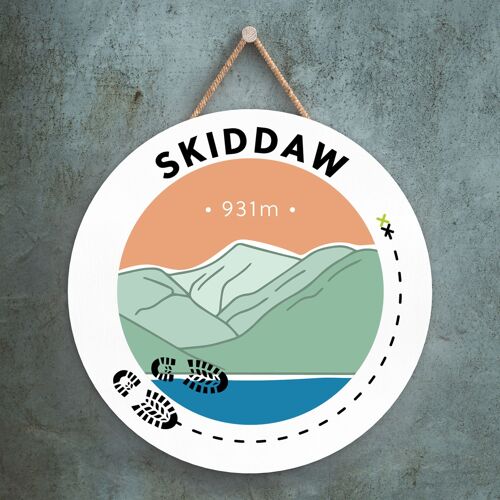 P6602 - Skiddaw 931m Mountain Hiking Lake District Illustration Printed On Wooden Hanging Decorative Plaque