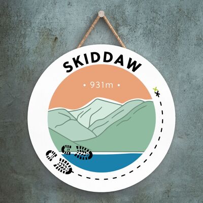 P6602 - Skiddaw 931m Mountain Hiking Lake District Illustrazione stampata su placca decorativa da appendere in legno