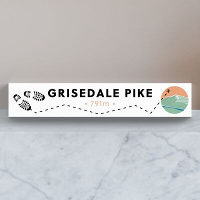 P6609 - Grisedale Pike 791m Mountain Hiking Lake District Illustration Printed On Wooden Decorative Memento Plaque