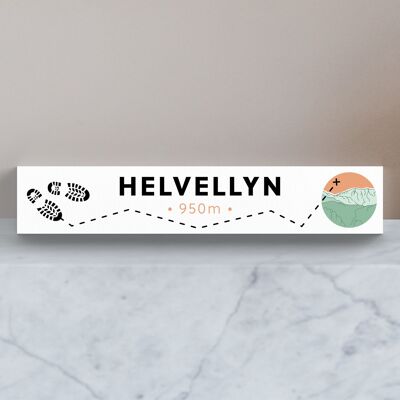 P6611 - Helvellyn 950m Mountain Hiking Lake District Illustration Printed On Wooden Decorative Memento Plaque