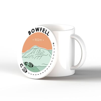 P6617 - Bowfell 902m Mountain Hiking Lake District Illustration Printed On Ceramic Coaster With Cork Base