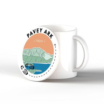 P6625 - Pavey Park 700m Mountain Hiking Lake District Illustration Printed On Ceramic Coaster With Cork Base