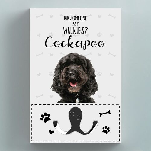 P6628 - Walkies Cockapoo Themed Wall Hung Lead Hook Dog Breed Lead Holder Wall Hook