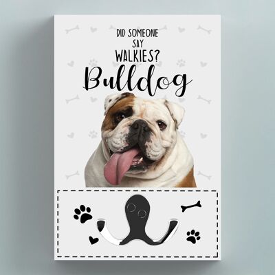 P6633 - Gancio per guinzaglio da appendere alla parete a tema Bulldog per cani