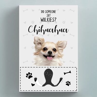 P6634 - Gancio per guinzaglio da appendere alla parete a tema Chihuahua per cani