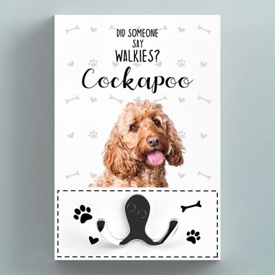 P6635 - Gancio per guinzaglio da appendere alla parete a tema Cockapoo per cani