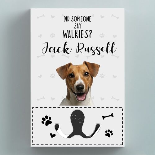 P6642 - Walkies Jack Russell Themed Wall Hung Lead Hook Dog Breed Lead Holder Wall Hook