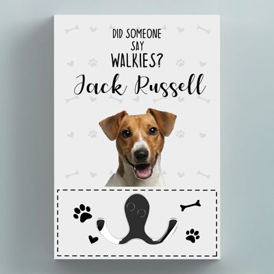 P6642 - Gancho para colgar en la pared con temática de Walkies Jack Russell Gancho de pared para soporte de plomo para perros