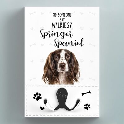 P6646 - Gancio per guinzaglio da appendere alla parete a tema Springer Spaniel per cani