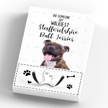 P6647 - Walkies Staffordshire Bull Terrier Crochet mural à thème Porte-plomb de race de chien Crochet mural 4