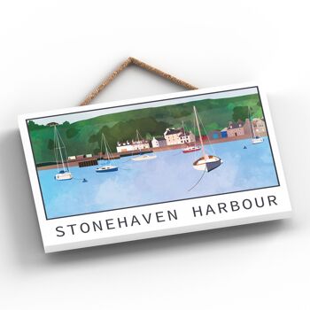 P6655 - Plaque en Bois Illustration du Port de Stonehaven Paysage d'Ecosse 2