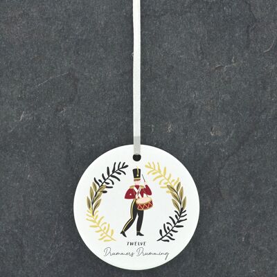 P6670 - The Twelve Days Of Christmas Twelve Drummers Drumming Illustration Ceramic Ornament