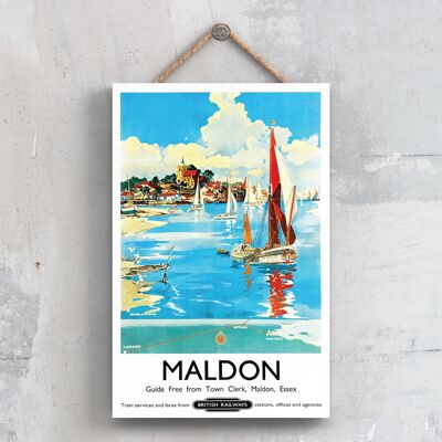 P6685 - Afiche original del Ferrocarril Nacional de Maldon en una placa con decoración vintage