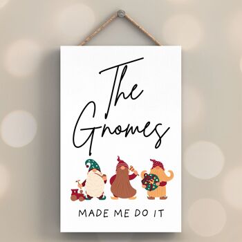 P6694 - The Gnomes Made Me Do It Gonk Festive Plaque en Bois Décor de Noël 1