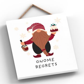 P6698 - Gnome Regrets Pudding And Brandy Gonk Festive Plaque en Bois Décor de Noël 2