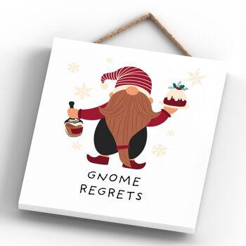 P6698 - Gnome Regrets Pudding And Brandy Gonk Festive Plaque en Bois Décor de Noël 4