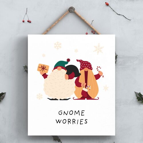 P6699 - Gnome Worries His And Hers Gonks Gonk Festive Wooden Plaque Christmas Decor