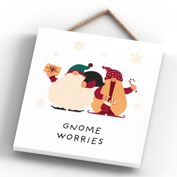 P6699 - Gnome Worries His And Hers Gonks Gonk Festive Plaque en Bois Décor de Noël 4