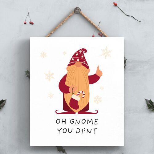 P6704 - Oh Gnome You Didn't Gonk Festive Wooden Plaque Christmas Decor