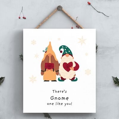 P6706 - There's Gnome Like You Funny Gonk Decorazioni natalizie con placca di legno festosa