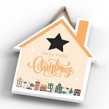 P6710 - Tableau Jours Jusqu'à Noël Or Père Noël Festive Plaque de Maison en Bois Décor de Noël 4